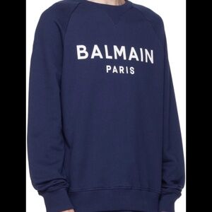BALMAIN NAVY FLOCKED SWEATSHIRT